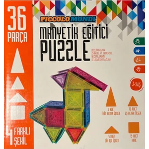 Manyetik Eğitici Puzzle Set 36 Parça 4 Farklı Şekil Manyetik Yapı Taşları