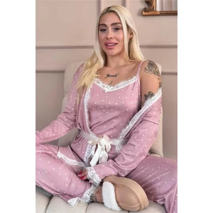 Pembe Puan Desenli Sabahlıklı Pegasus pijama takımı