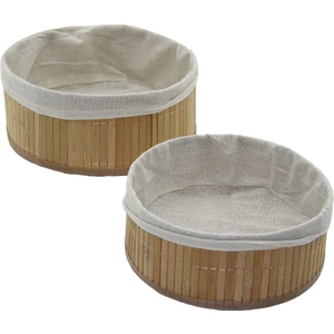 Ozn Aksesuar 2li Yuvarlak Bambu Kenar Organizer Sepet Ahşap Altlık - Bezli Ç:24.5 cm  Y:10 cm  - Ç:20 cm  Y:8 cm   GO5060GOK223133
