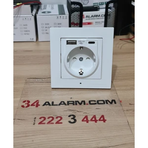 34 Alarm Usb'li Sıva Altı Priz -Bakıcı Kamerası