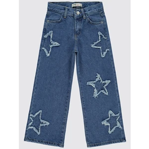 Civil Girls Kız Çocuk Pantolon 6-9 Yaş Mavi Normal Kalıp Düz Desenli Pamuklu