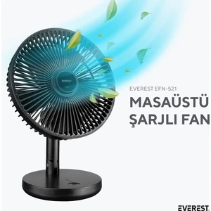 EFN-521 Masaüstü Şarj Edilebilir Siyah 1200MAH USB Fan