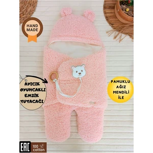 Bebek Dış Kundak Battaniyesi Pelüş Ayaklı Welsoft Uyku Tulumu Kışlık Mont Yenidoğan 0-12 Ay