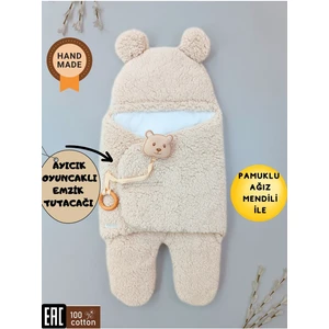 Bebek Dış Kundak Battaniyesi Pelüş Ayaklı Welsoft Uyku Tulumu Kışlık Mont Yenidoğan 0-12 Ay