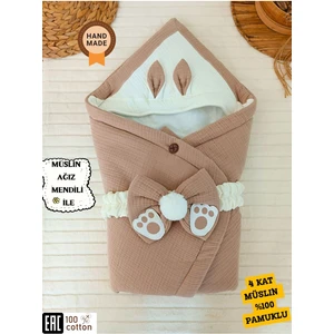 4 Kat Müslin Bebek Battaniyesi  Pamuklu Doğal Uyku Kundağı Hastane Çıkışı