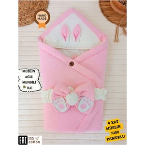 4 Kat Müslin Bebek Battaniyesi  Pamuklu Doğal Uyku Kundağı Hastane Çıkışı