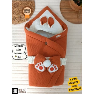 4 Kat Müslin Bebek Battaniyesi  Pamuklu Doğal Uyku Kundağı Hastane Çıkışı