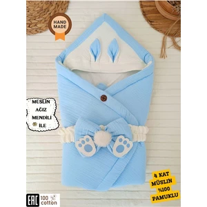 4 Kat Müslin Bebek Battaniyesi  Pamuklu Doğal Uyku Kundağı Hastane Çıkışı