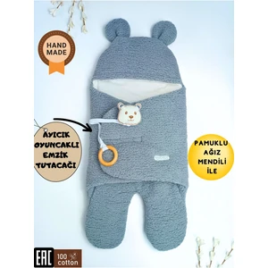 Bebek Dış Kundak Battaniyesi Pelüş Ayaklı Welsoft Uyku Tulumu Kışlık Mont Yenidoğan 0-12 Ay