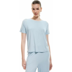 Cepli Kısa Kollu Bisiklet Yaka Viskon Pijama Takımı