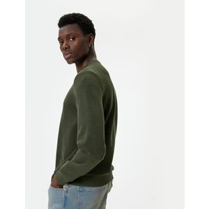 Bisiklet Yaka Dokulu Pamuk Karışımlı Uzun Kollu Basic Sweatshirt