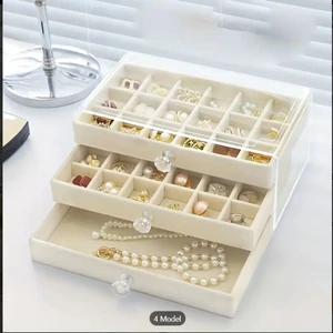 London Birds Store Şık Akrilik Takı Organizatörü Kadife Çekmeceli ( 18+18+1 Bölmeli )