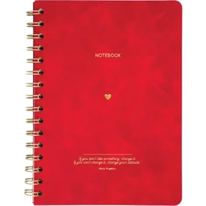Victoria's Journals Vegan Deri Esnek Kapaklı Spiralli Defter A5 100 gr 128 Sayfa Çizgili Kırmızı