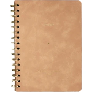 Victoria's Journals Vegan Deri Esnek Kapaklı Spiralli Defter A5 100 gr 128 Sayfa Çizgili Bej