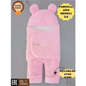 Bebek Dış Kundak Battaniyesi Welsoft Ekstra Uzun Kışlık Peluş Ayakları Açılabilen Uyku Tulumu 0-12AY