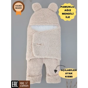 Bebek Dış Kundak Battaniyesi Welsoft Ekstra Uzun Kışlık Peluş Ayakları Açılabilen Uyku Tulumu 0-12AY