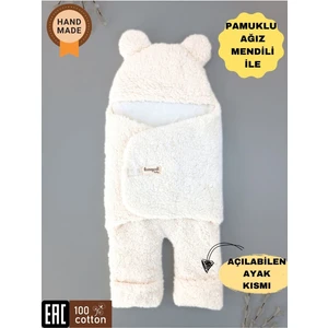 Bebek Dış Kundak Battaniyesi Welsoft Ekstra Uzun Kışlık Peluş Ayakları Açılabilen Uyku Tulumu 0-12AY