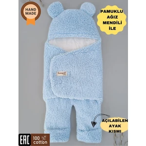 Bebek Dış Kundak Battaniyesi Welsoft Ekstra Uzun Kışlık Peluş Ayakları Açılabilen Uyku Tulumu 0-12AY