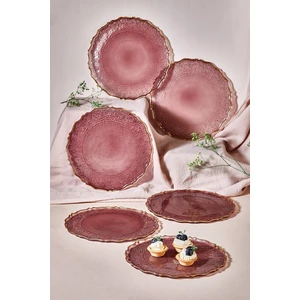 Lora Bianca Goblen Pasta Tabağı Seti 6 Parça Mürdüm Renkli Zarif Tasarım