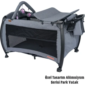 Maccon Prime Alüminyum Kasa Park Yatak Sallanır Cibinlikli Oyun Parkı Beşik 70X110 cm