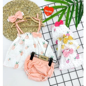 Ananas Baskılı Mini Şortlu Kız Bebek Takım