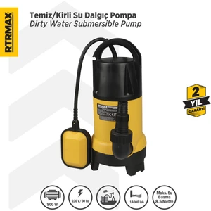 Rtrmax RTM839 Temiz-Kirli Su Dalgıç Pompa 900 W 8.5 Mt