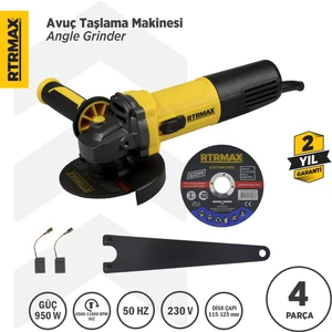 Rtrmax RTM1095 Avuç Taşlama Makinası 125 mm 950 W Devir Ayarlı