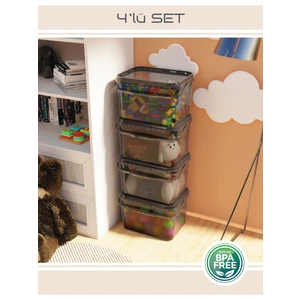 15 Litre 4'lü Oyuncak Düzenleme Kutusu - Renkli Çok Amaçlı İstiflenebilir Organizer