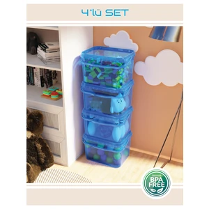 15 Litre 4'lü Oyuncak Düzenleme Kutusu - Renkli Çok Amaçlı İstiflenebilir Organizer