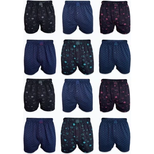 Erkek 12 Li Premium Collection Desenli Geniş Kalıp Büyük Beden Modal Boxer 12M254