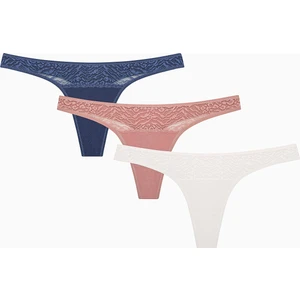 Essentials Lace Detailed 3lü Çok Renkli Tanga Külot