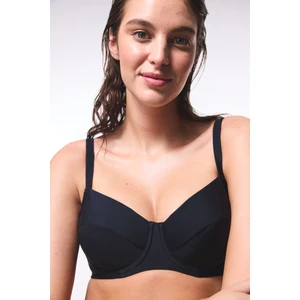 Siyah Plus Push Up Balenli Balconette Bikini Üstü
