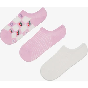 3 Çift Pamuklu Dama Çiçek Desenli Sneaker Çorap