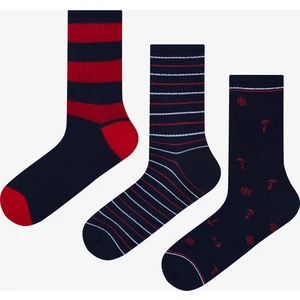 Erkek Lacivert Stripe 3lü Soket Çorap