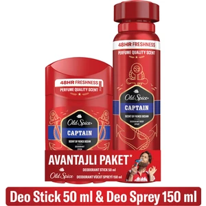 Old Spice Captain Deo Stick 50 ml + Sprey 150 ml Bundle