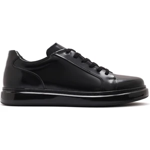 Erkek Siyah Bağcıklı Deri Sneaker 25SFD632722
