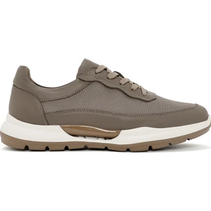 Erkek Vizon Bağcıklı Deri Sneaker 25SFD611314