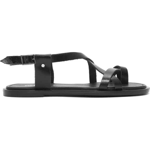 Kadın Siyah Parmak Arası Deri Bodrum Sandalet 25SFD333818