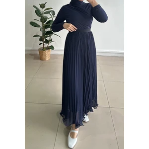 Kloş Volanlı Şifon Etek 1402 - Lacivert