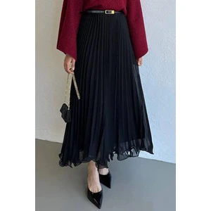 Kloş Volanlı Şifon Etek 1402 - Siyah