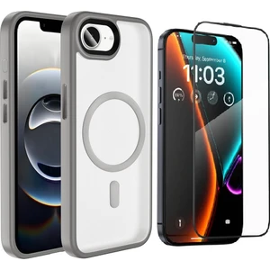 Apple iPhone 16E Kılıf Mat Arka Yüzey Wireless Şarj Özellikli Zore Flet Magsafe Kapak + Cam Ekran Koruyucu