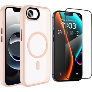 Apple iPhone 16E Kılıf Mat Arka Yüzey Wireless Şarj Özellikli Zore Flet Magsafe Kapak + Cam Ekran Koruyucu