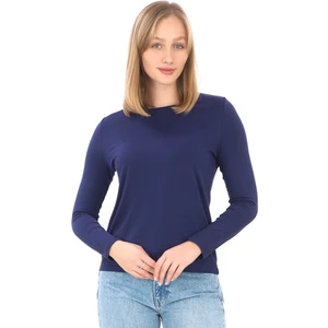 Penye Bizden Kadın Bisiklet Yaka Viskon Likra Uzun Kollu Tişört-Lacivert