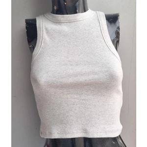 Kadın Fitilli Halter Yaka Crop Atlet