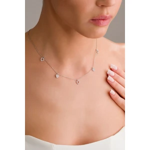 Begi Silver 925 Ayar Gümüş Sıralı Kalp Kolye