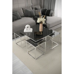 Home Plus Mobilya 4+1 Gümüş Ayak Füme Ayna Orta Sehpa