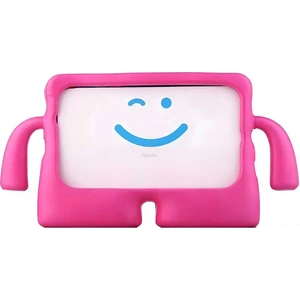Apple iPad 8. Nesil (2020) 10.2" Kılıf Yumuşak Dokulu Tutacaklı Tam Koruma Standlı Silikon Kids Koyu Pembe