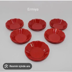 12 Adet Ermiya Acem Melamin Kahveci Çay Tabağı+12 Adet Çay Kaşığı Çelik Bedava