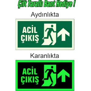 Kkdstock Fotolümen Fosforlu Acil Çıkış Yön Levhası Bant Hediyeli