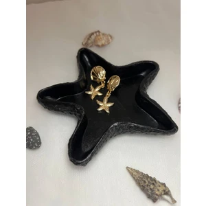 Love Candle Dekor Siyah Deniz Yıldızı Sunumluk, Deniz Yıldızı Tabağı, Mumluk, Dekoratif Obje, Siyah Deniz Yıldızı